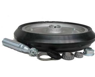 18 inch Aluminium Press Wheel - Integral Hub - Round Axle Complete with 80mm Wedge Solid Tyre on Wheel