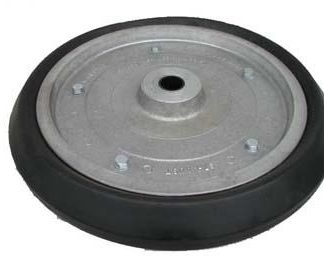 18 inch Aluminium Press Wheel - Nylon Bush - 32mm Complete with 80mm Wedge Semi-Pneumatic Tyres on Wheels