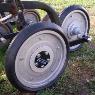 Twin Walking Wheel Assembly (Black) -AGRIHUB Complete with 55mm Wedge Semi-Pneumatic Tyres on Wheels