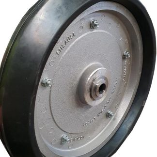 18 inch Aluminium Press Wheel - Nylon Bush - 25mm Complete with 100mm Flat Solid Tyre on Wheel