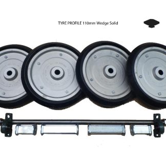 Gang Conversion 9 inch x 8 Wheel Complete with 110mm Wedge Solid Tyres on Wheels